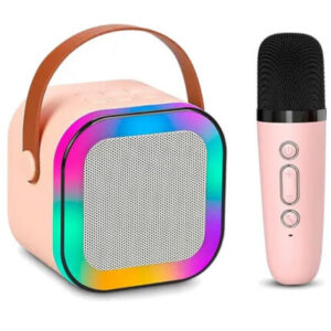 PARLANTE PORTATIL RGB CON 1 MICROFONO K18 ROSA