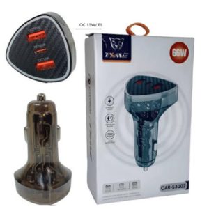CARGADOR AUTO 12V TIME 66W CAR-53002 2XUSB + 1XUSB-C