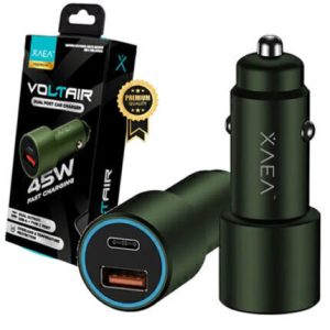 CARGADOR AUTO XAEA VOLTAIR 45W USB-A + USB-C VERDE