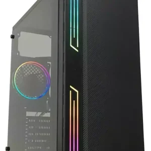 Gabinete gamer SATE K885 BLACK ATX 1 FAN + BARRA FRONTAL LATERAL CON PANEL LATERAL DE ACRILICO | RGB