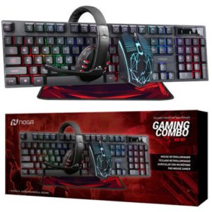 KIT MOUSE TECLADO AURICULAR Y MOUSEPAD NOGANET NKB-407