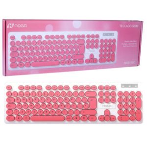 TECLADO NOGANET NKB-580 USB ROSA/BLANCO