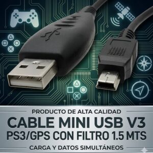CABLE MINI USB V3 PS3/GPS CON FILTRO 1.5 MTS